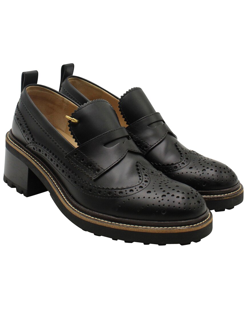 Chloé Women's Leather Franne Tread-sole Penny Loafer (authentic Pre-loved) In Black