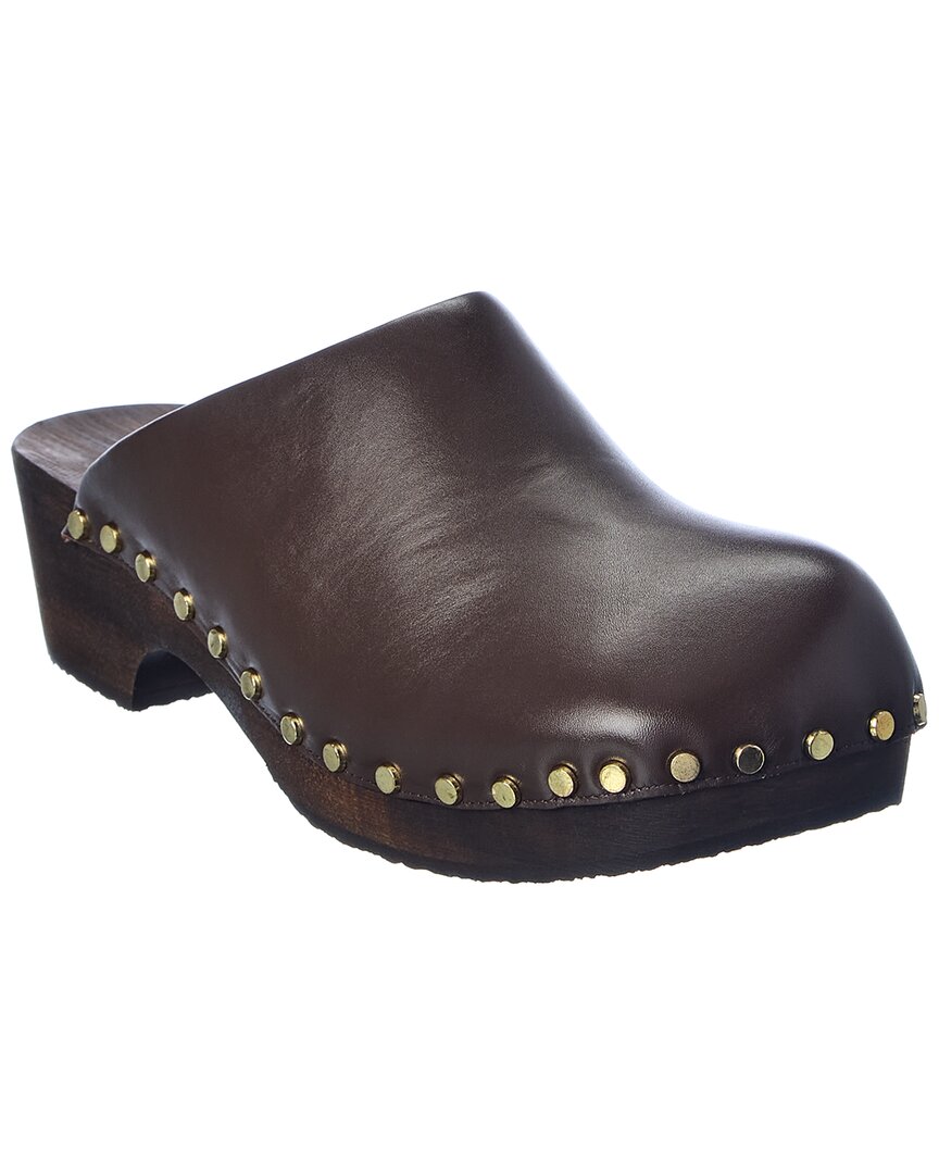 Khaite Lucca Leather Clog In Brown