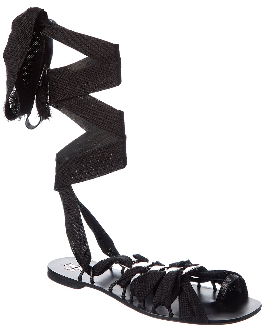 Tory Burch Ribbon Lace-up Sandal In Black | ModeSens