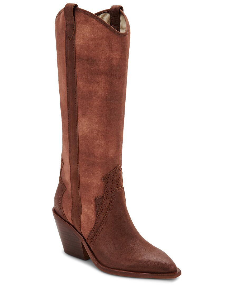 Dolce Vita Navene Womens Tall Block Heel Cowboy, Western Boots In Brown