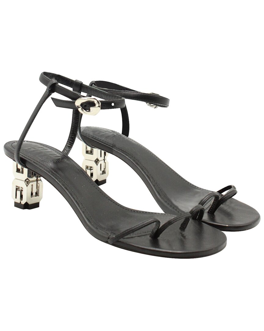 Givenchy Women's Leather G Cube Ankle Strap Sandal (authentic Pre-loved) In Black
