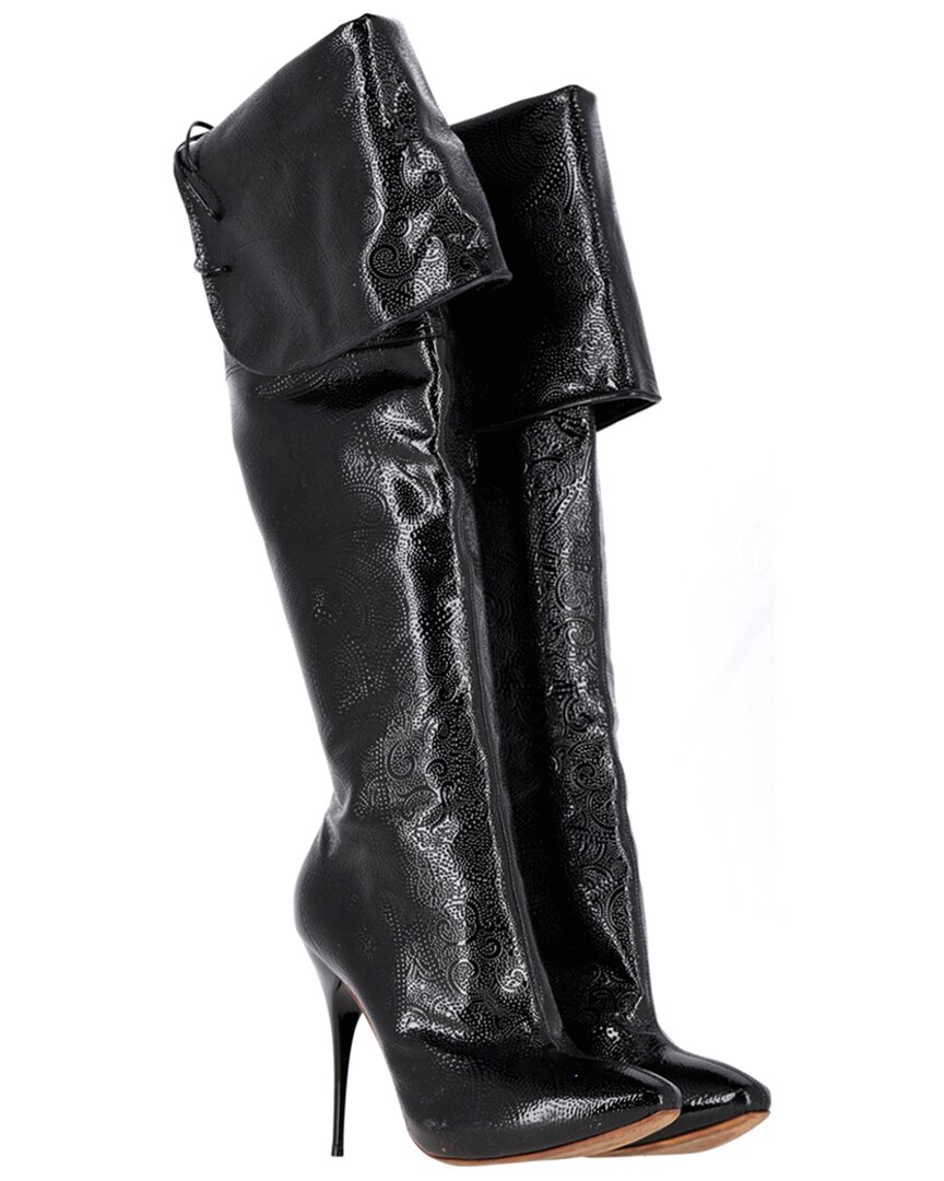 Alexander Mcqueen Women's Leather Over-the-knee Boot (authentic Pre-loved) In Black