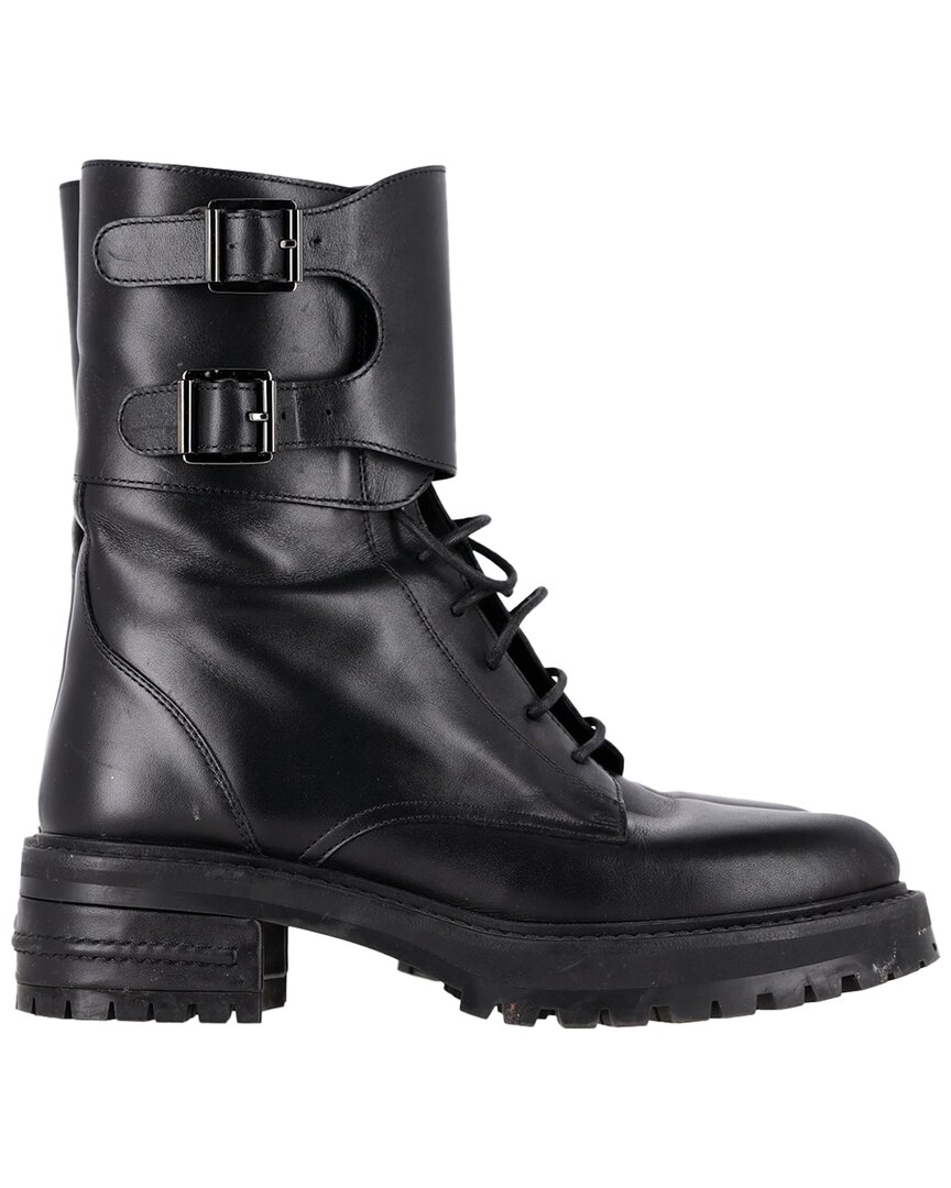 Dior Women's Leather D-trap Bootie (authentic Pre-loved) In Black