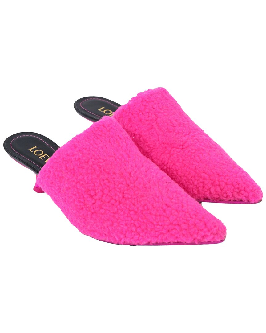 Loewe Women's Fleece Kitten-heel Mule Pump (authentic Pre-loved) In Multi