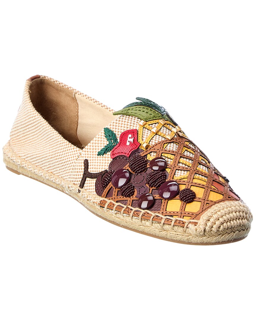 Tory Burch Fruit Canvas & Leather Espadrille In Brown | ModeSens