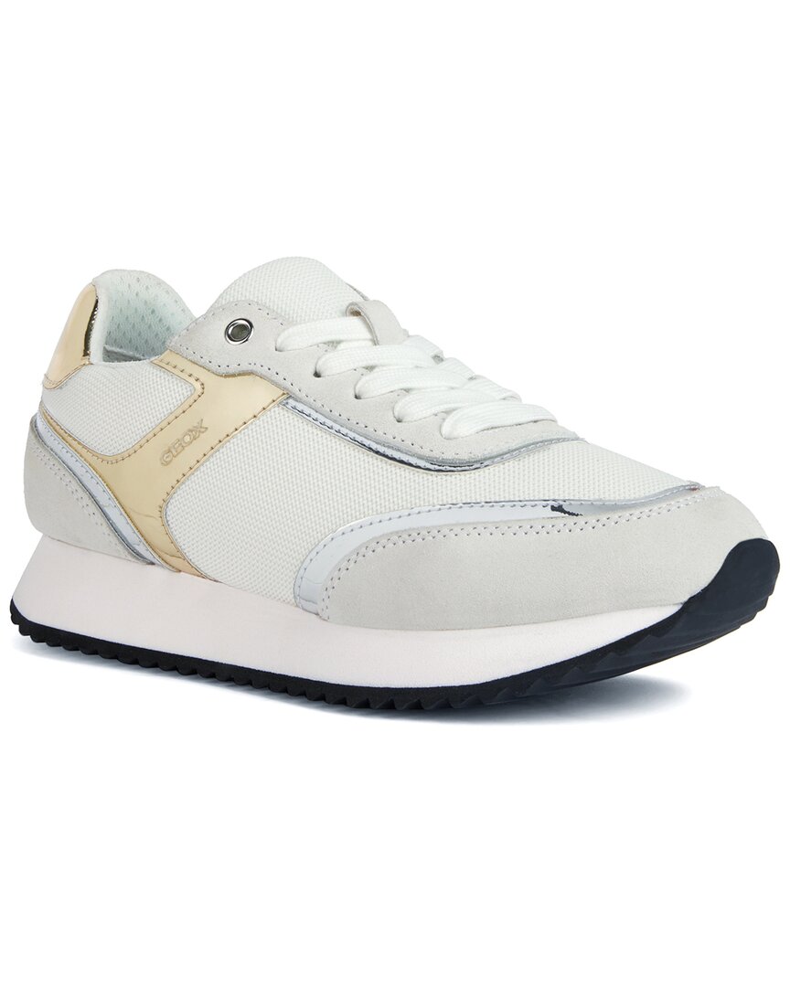 Shop Geox Donna Leather-trim Sneaker In White