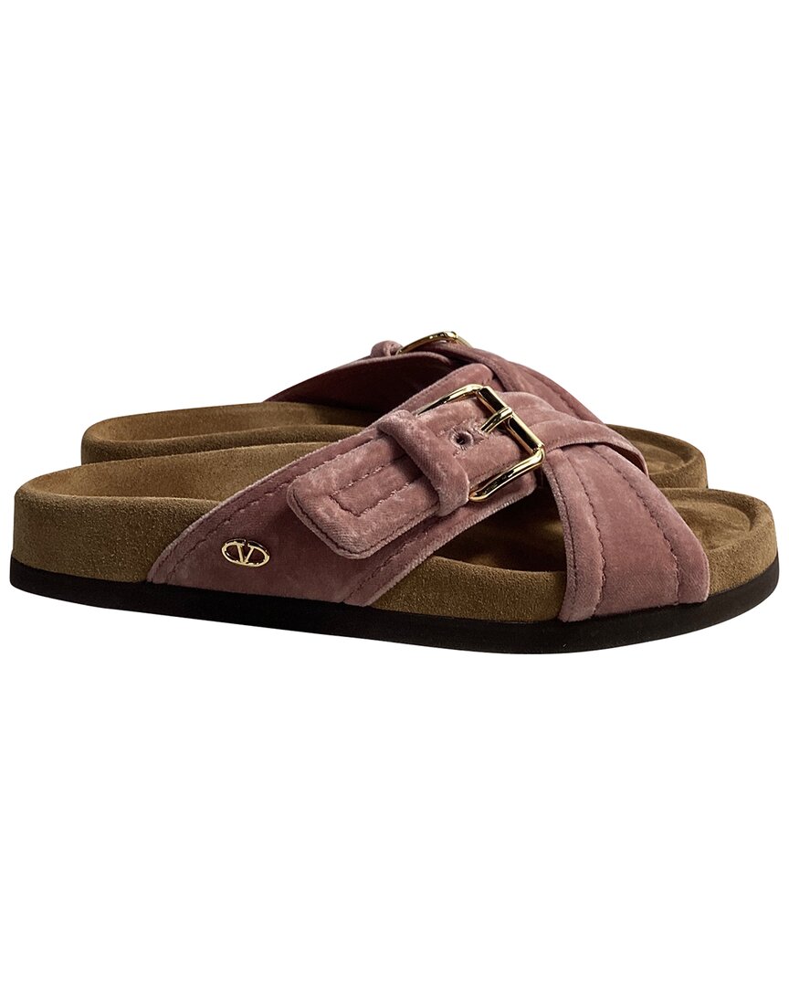 Valentino Garavani Valentino Women's Velvet Cross Strap Slip-on Flat (authentic Pre-loved)