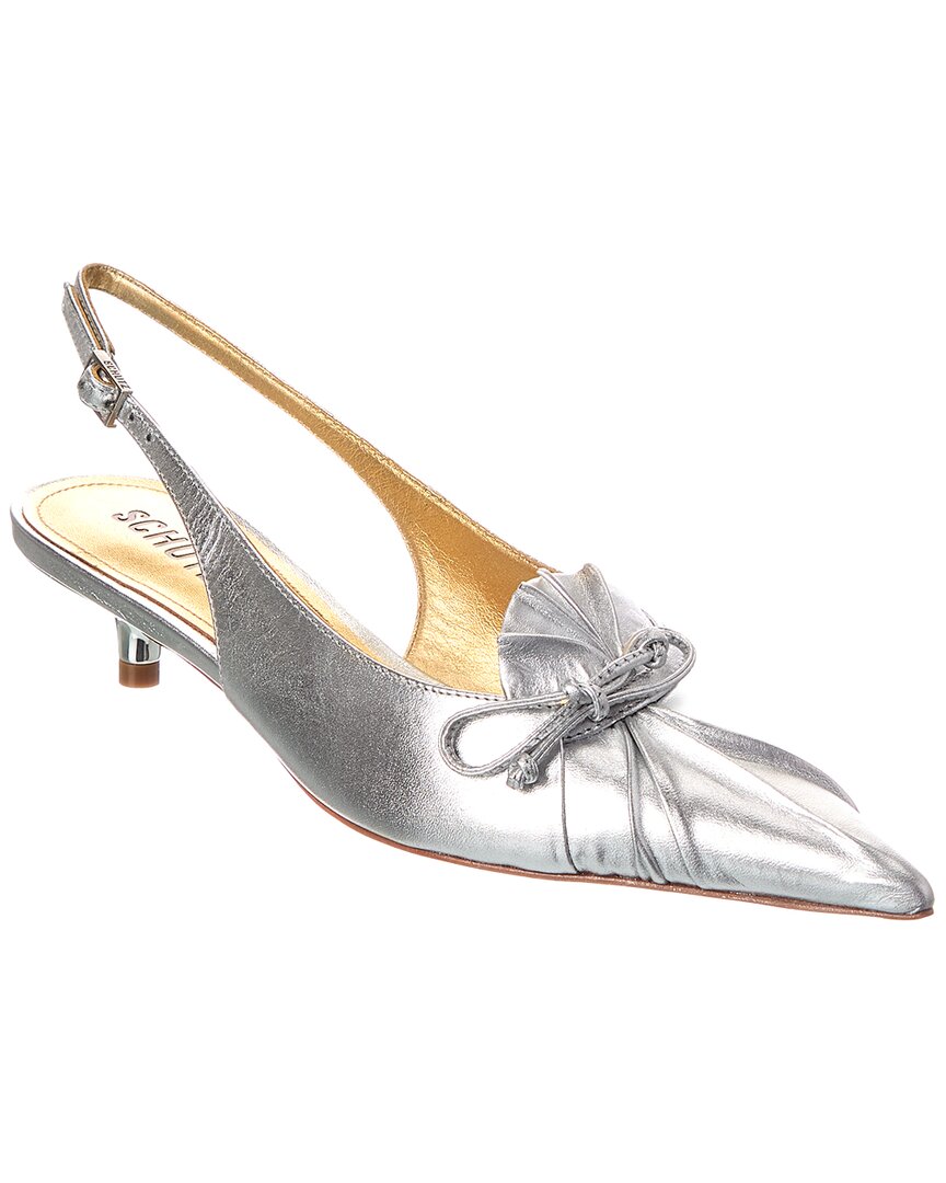 Schutz Zane Metallic Leather Sandal In Prata
