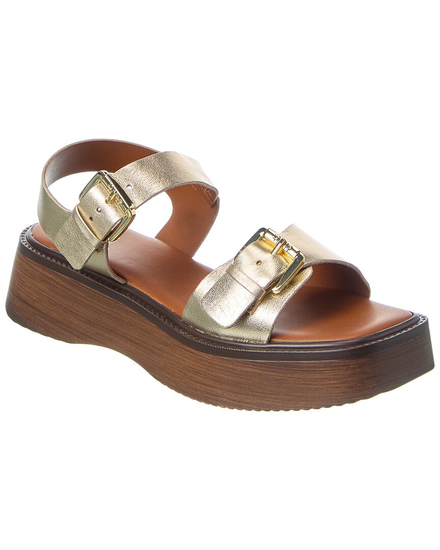Dune London Luno Leather Platform Sandal In Metallic