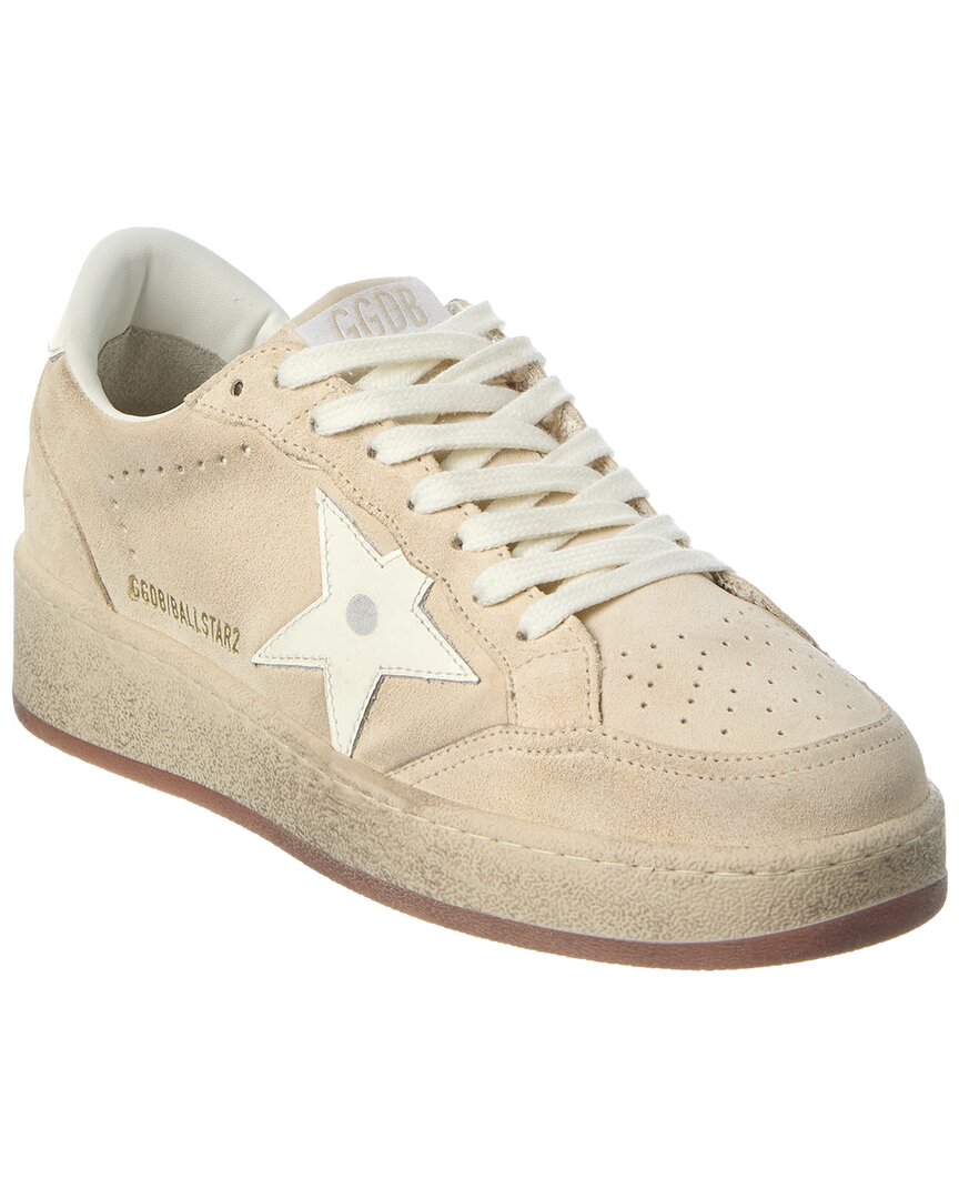 Golden Goose Ballstar 2 Suede & Leather Platform Sneaker In White