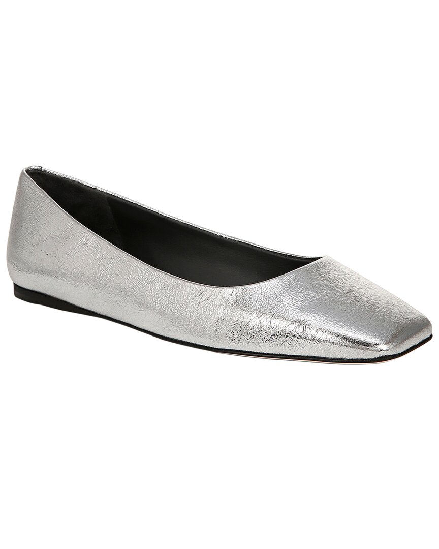 Franco Sarto A-flexa Leather Flat In Silver