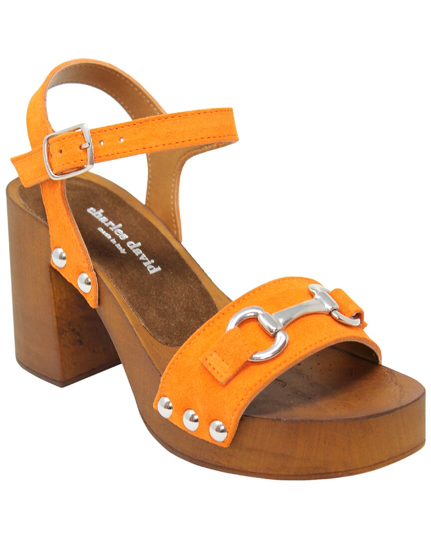 Charles David Exposed Leather Block Heel Sandal