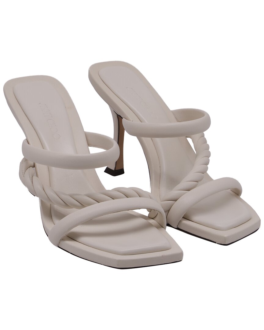 Jimmy Choo Women's Leather Diosa 90 Slide Sandal (authentic Pre-loved) In Neutral