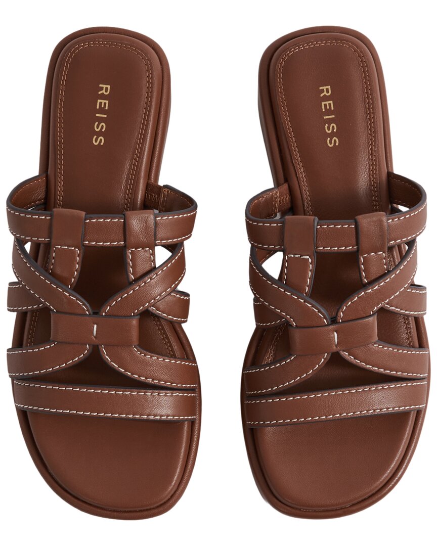 Reiss Naya Leather Flat In Brown