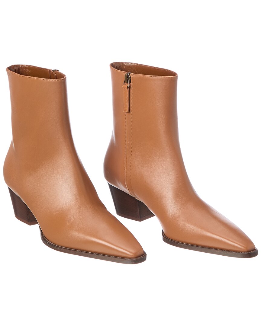 Pre-owned Manolo Blahnik Logo Leather Boot (authentic Pre-loved)