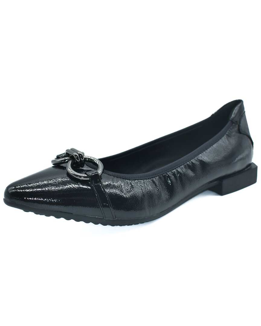 The Flexx Raven Leather Flat In Black