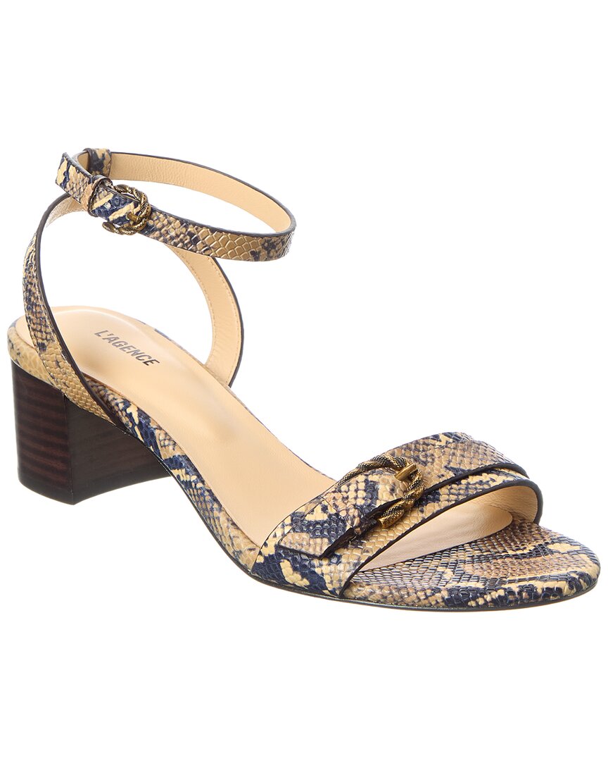 L'agence Hughette Snake-embossed Leather Sandal In Brown
