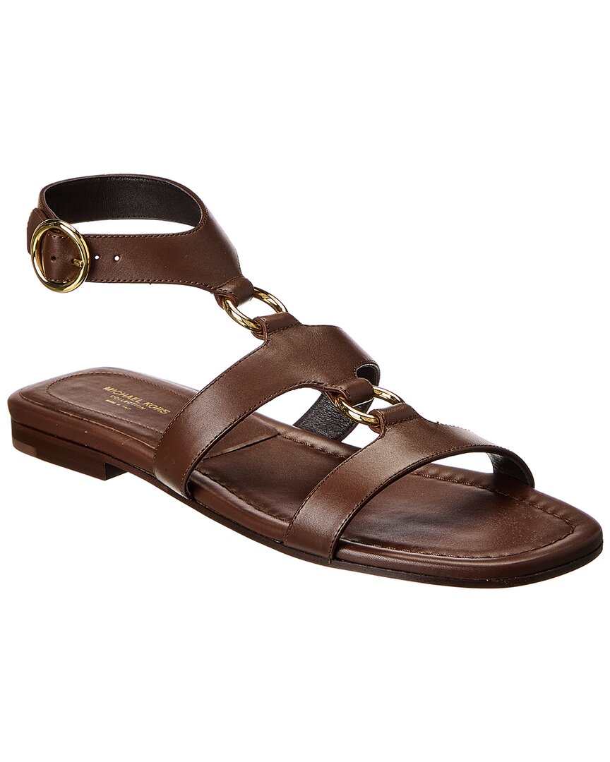Michael Kors Collection Dusty Leather Sandal In Brown