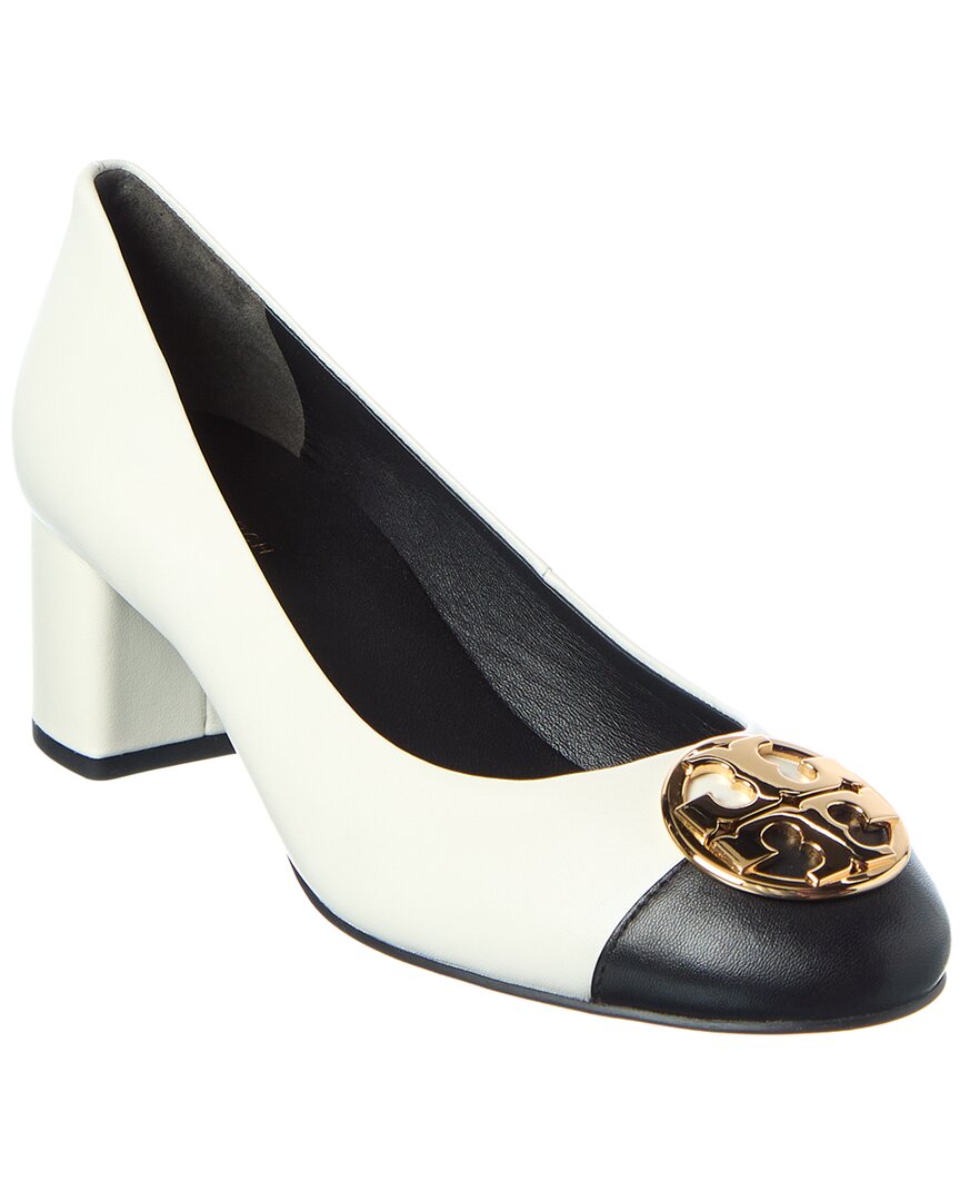 Tory Burch Chelsea Cap-toe Leather Pump In White