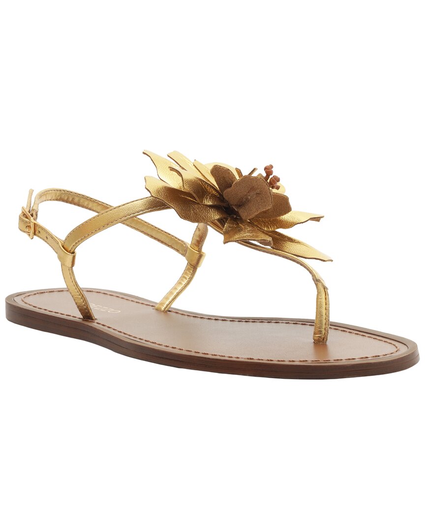 Arezzo Daisy Leather Sandal In Gold