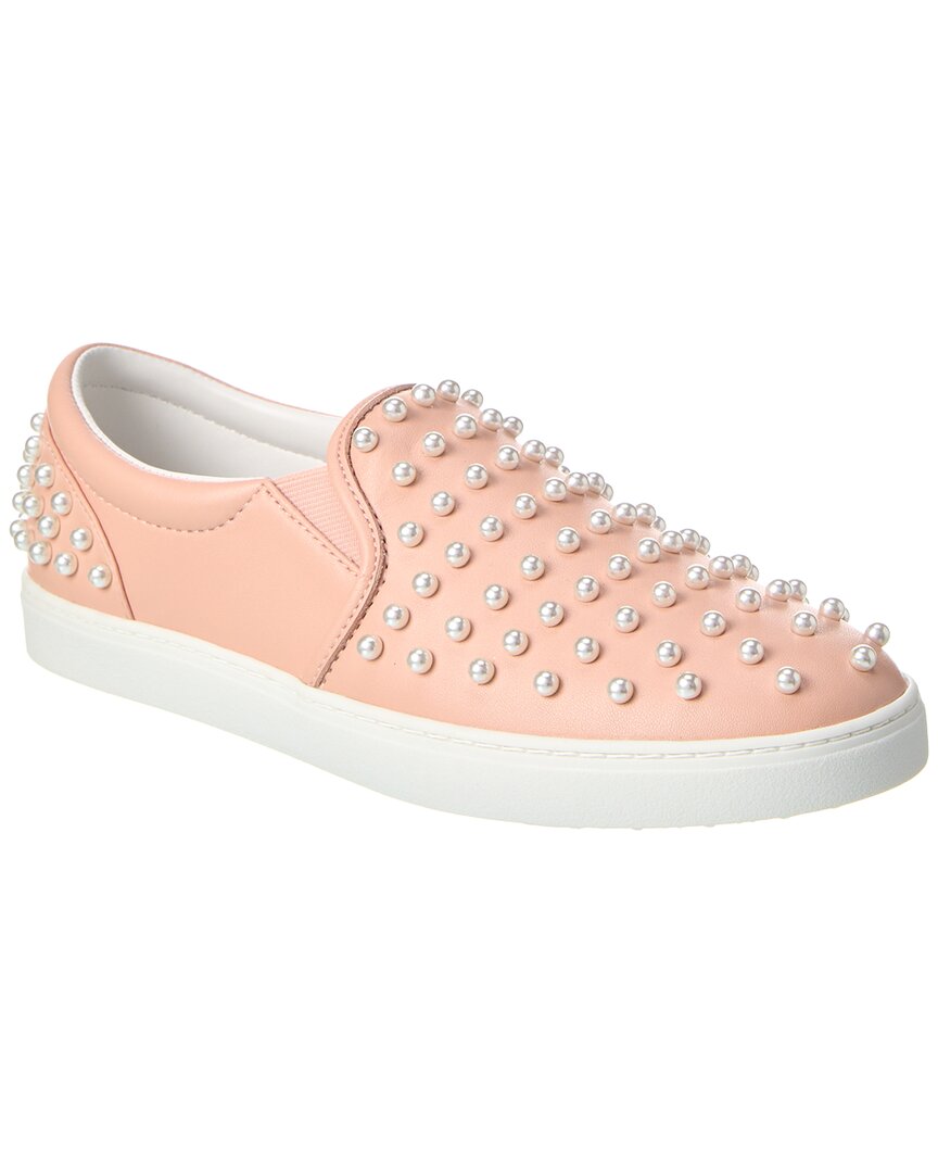 Shop Stuart Weitzman Goldie Leather Slip-on Sneaker In Pink