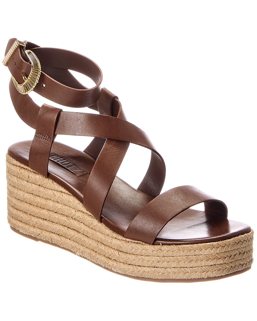 Schutz Harper Leather Flatform Sandal In Yellow