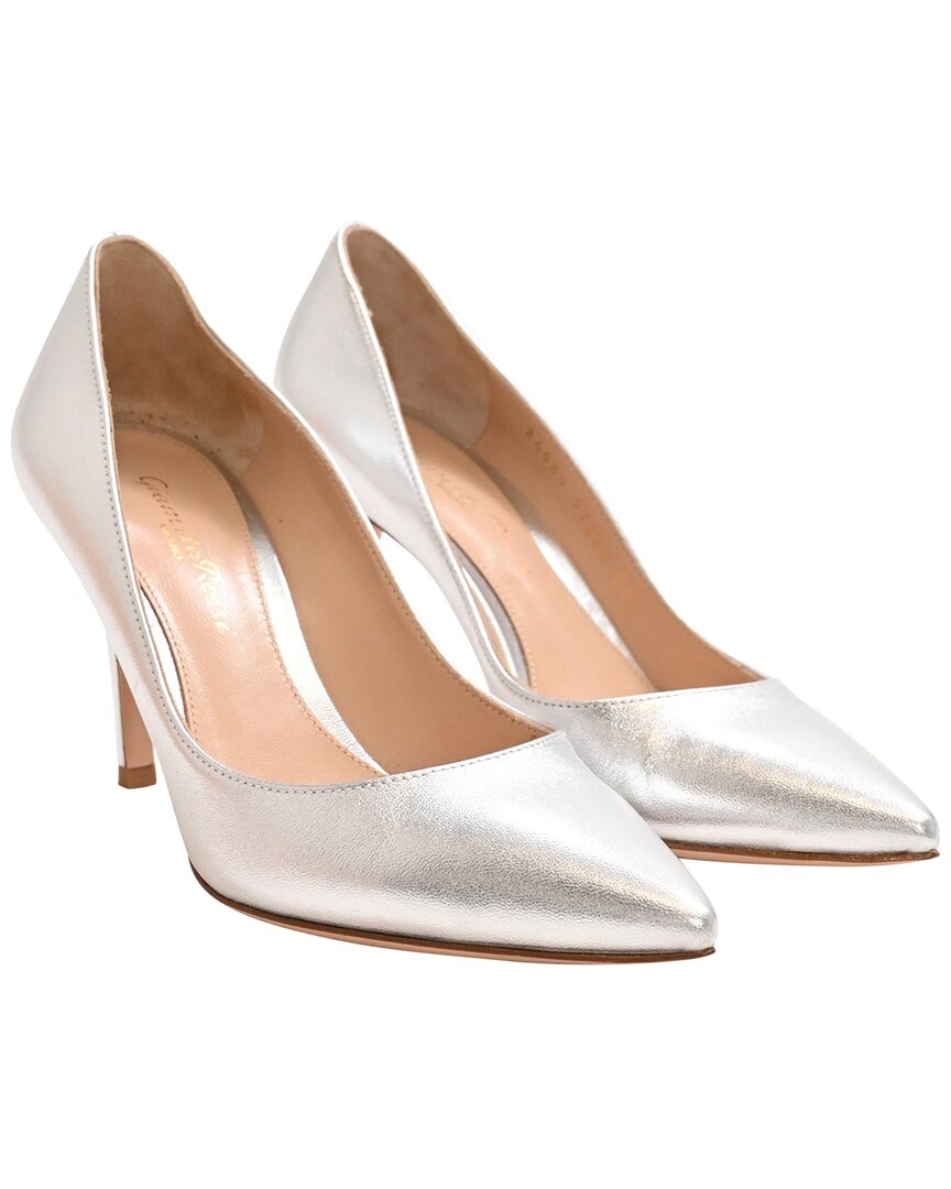 Gianvito Rossi Women's Leather Pointed Toe Pump (authentic Pre-loved) In Gray