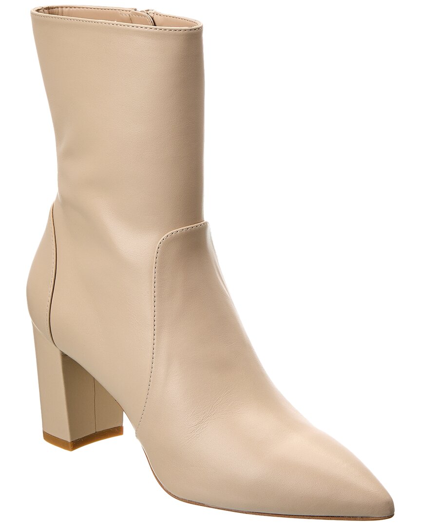 Stuart Weitzman Renegade Zip 75 Leather Bootie In Beige