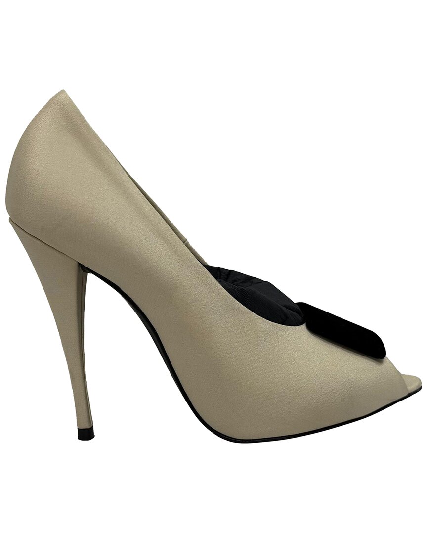 Saint Laurent Women's Satin Franky Peep-toe Pump (authentic Pre-loved)
