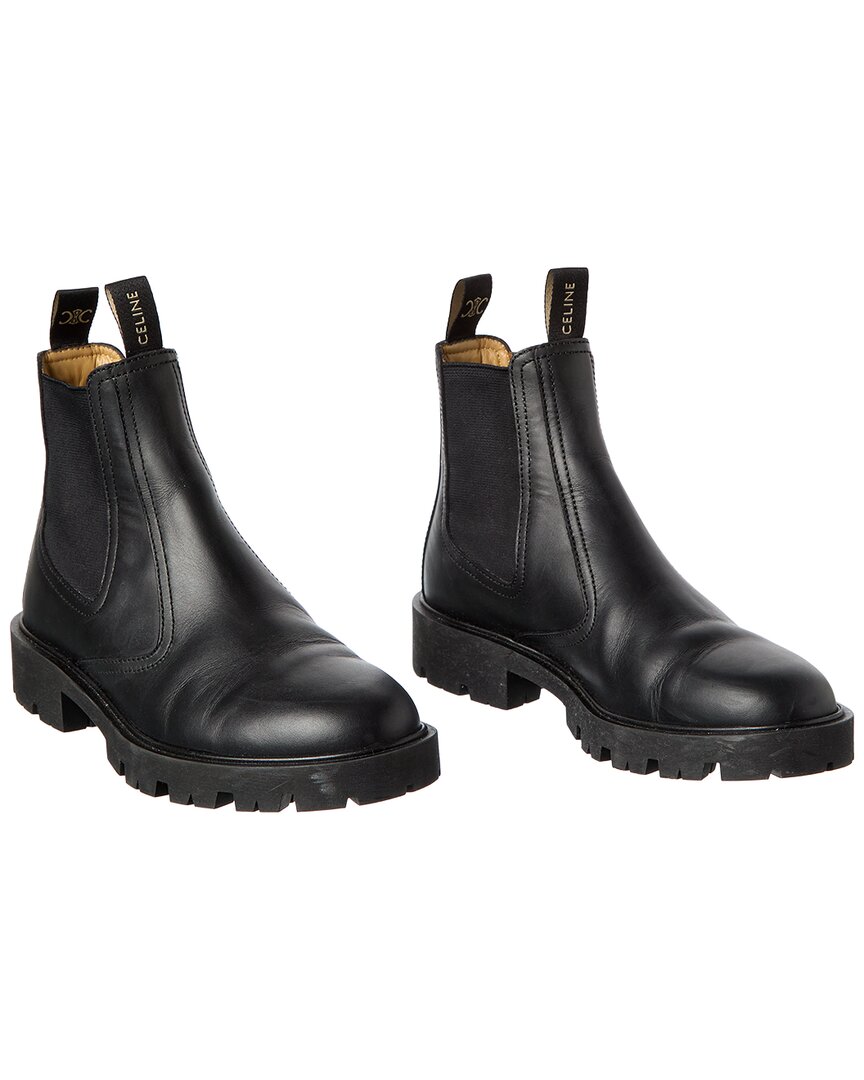 Celine Margaret Leather Boot (authentic Pre-loved) In Black