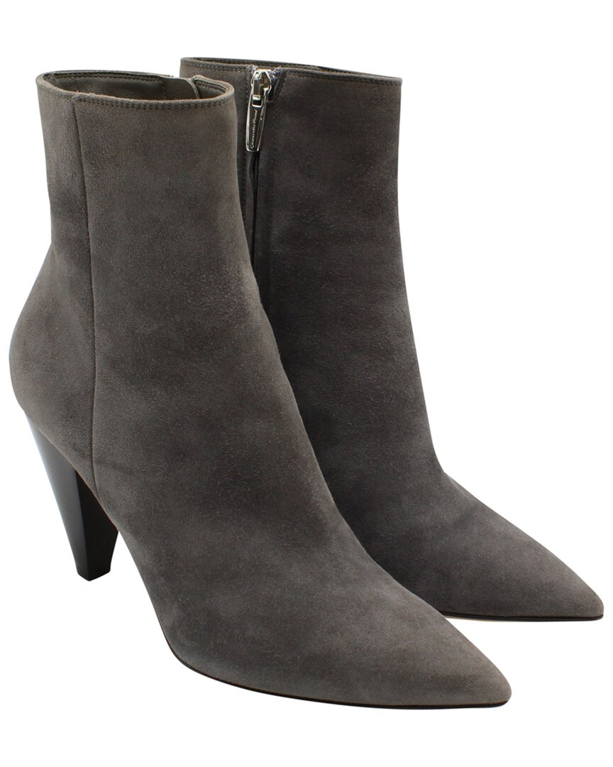 Gianvito Rossi Women's Suede Pointed Toe Ankle Boot (authentic Pre-loved) In Gray