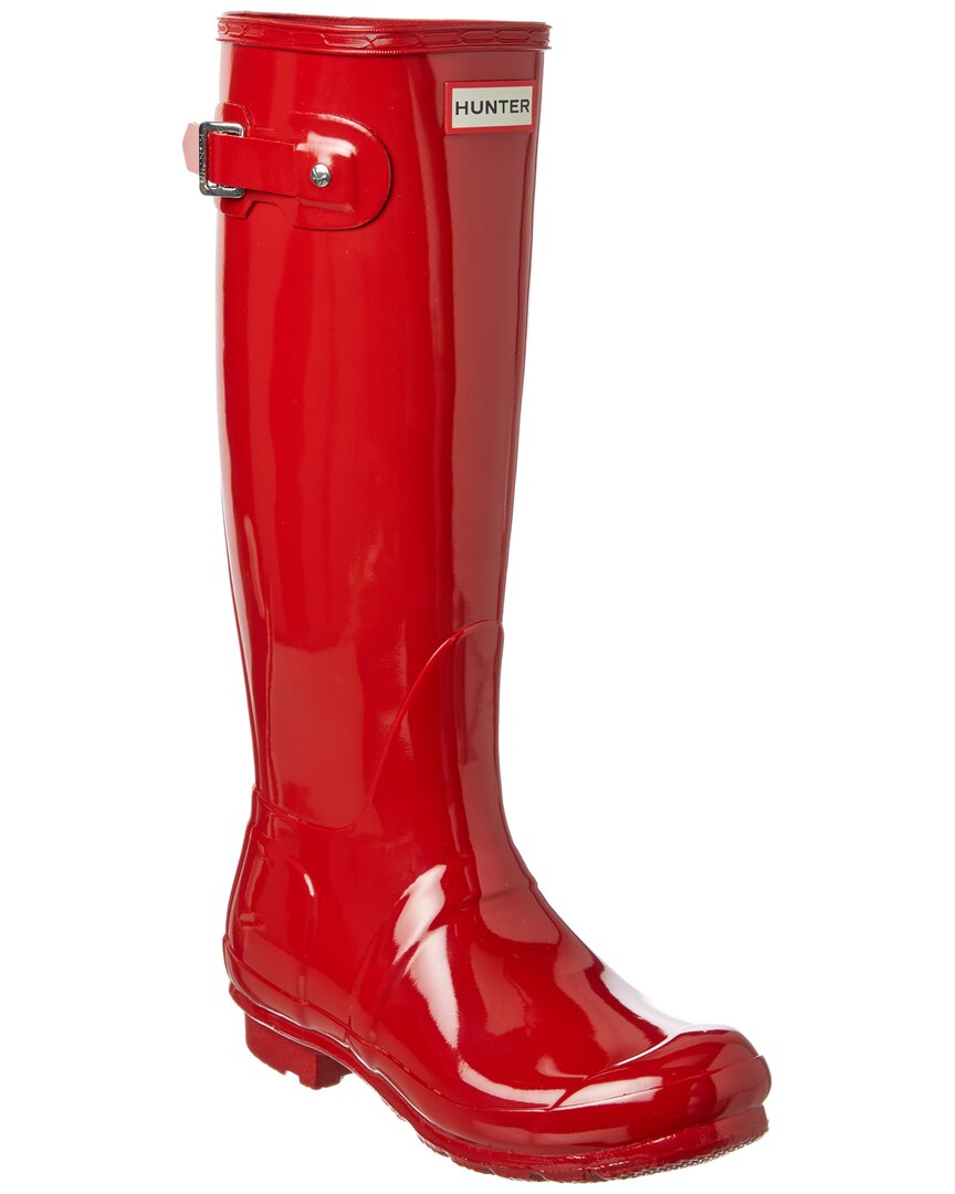 Hunter Original High Gloss Waterproof Boot In Red