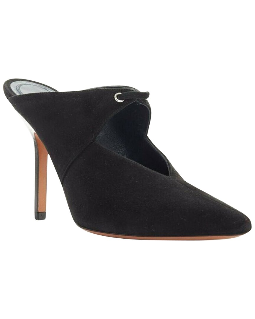 Celine Women's Suede Babouche Suede Cut Out Mule (authentic Pre-loved) In Black
