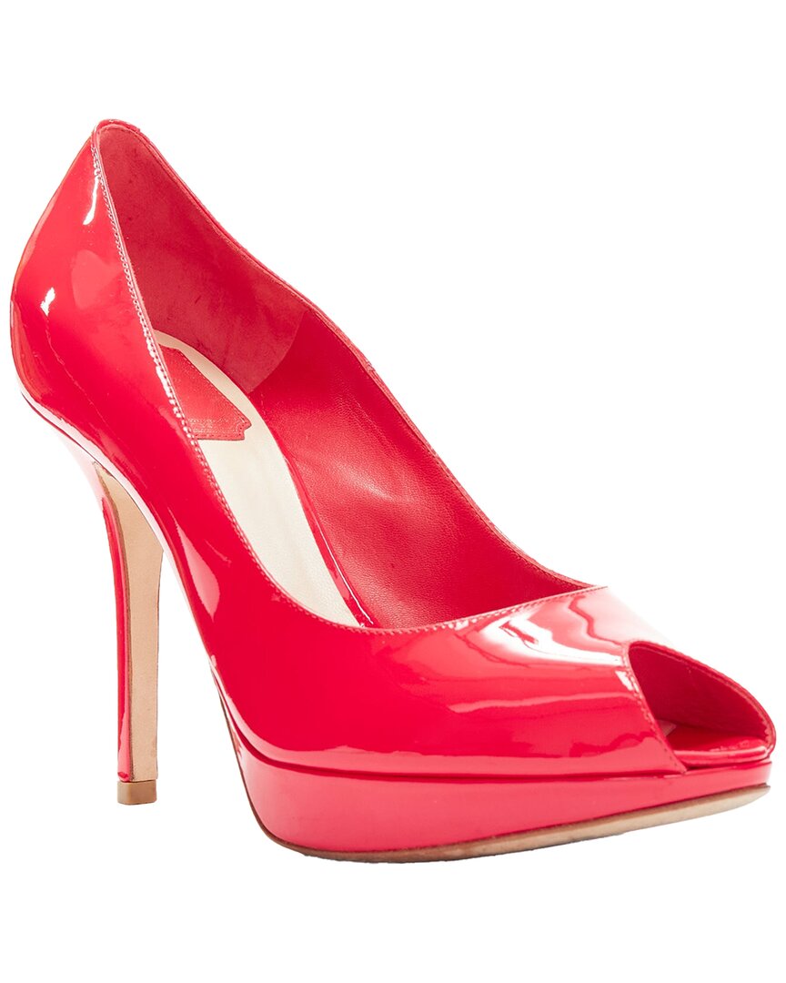 Dior Women's Leather Neon Patent Leather Peep Toe Platform Pump (authentic  Pre-loved) In Red