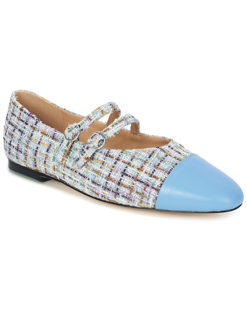 Tiffany & Fred Paris Two-tone Tweed & Leather Mary Jane Flat