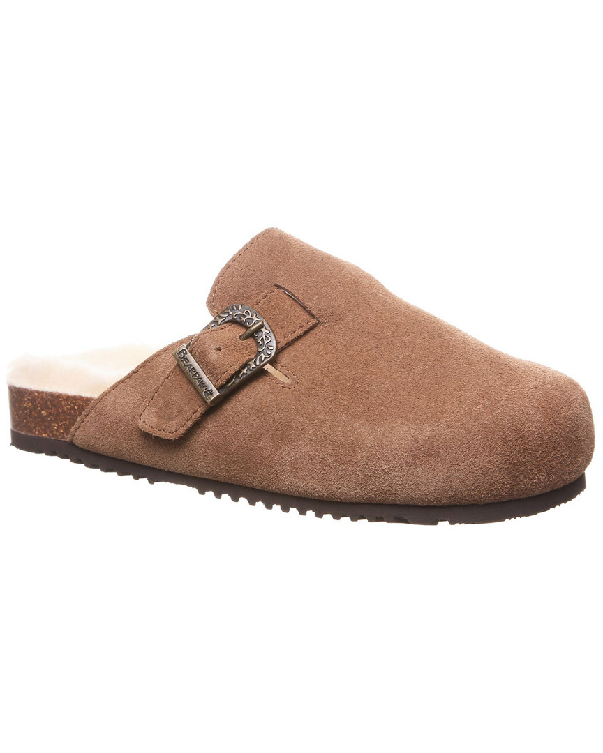 cream suede mules