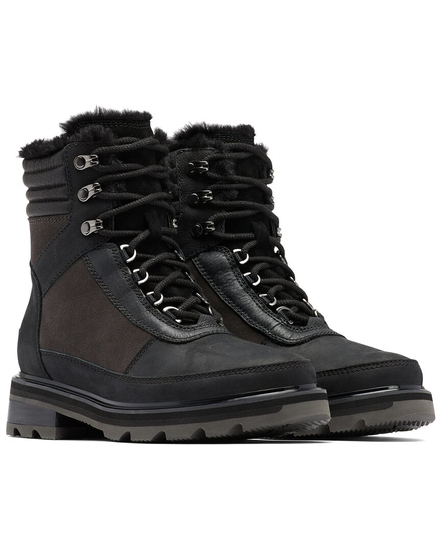 Sorel Lennox Lace Cosy Stkd Jet Black Waterproof Boots In Black