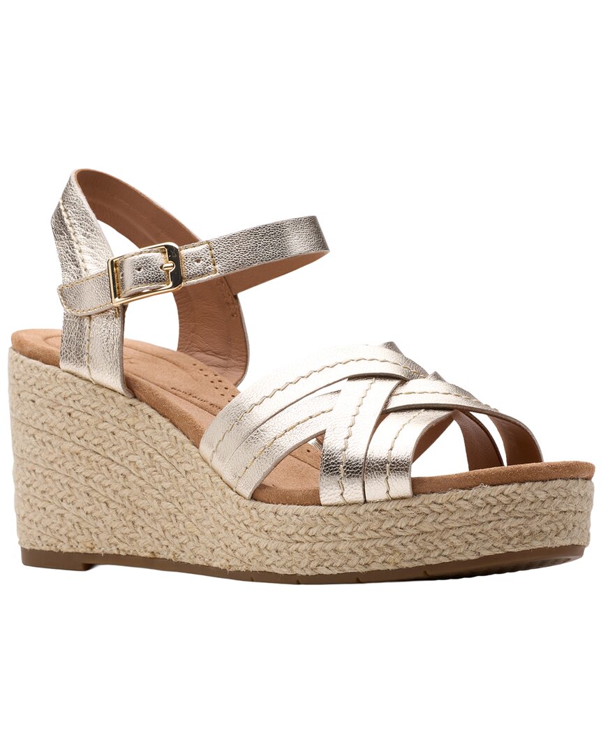 Clarks Sabina Strap Wedge Sandal In Gold