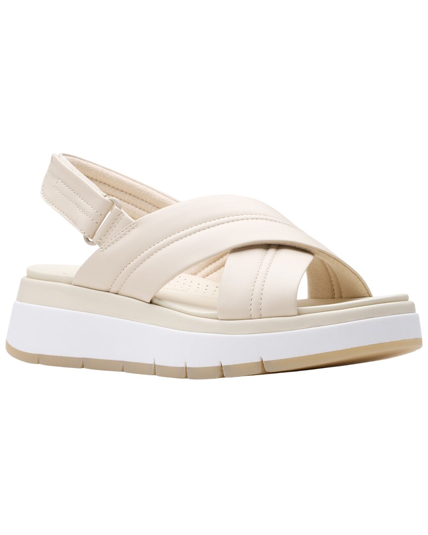 Clarks Tuscan Cross Leather Sandal In White