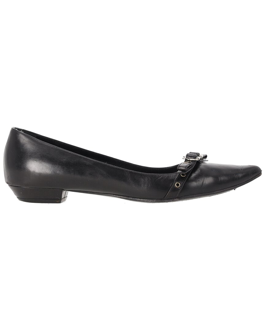 Dior Women's Leather Pointed Toe Ballet Flat (authentic Pre-loved) In Black