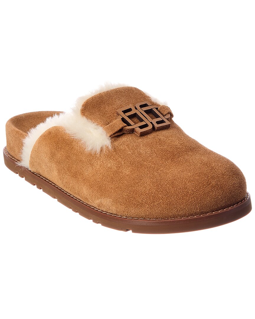 Simkhai Mila Suede & Shearling Slipper In Brown