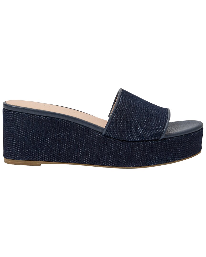 Jack Rogers Bay Mid-wedge Denim Sandal In Blue