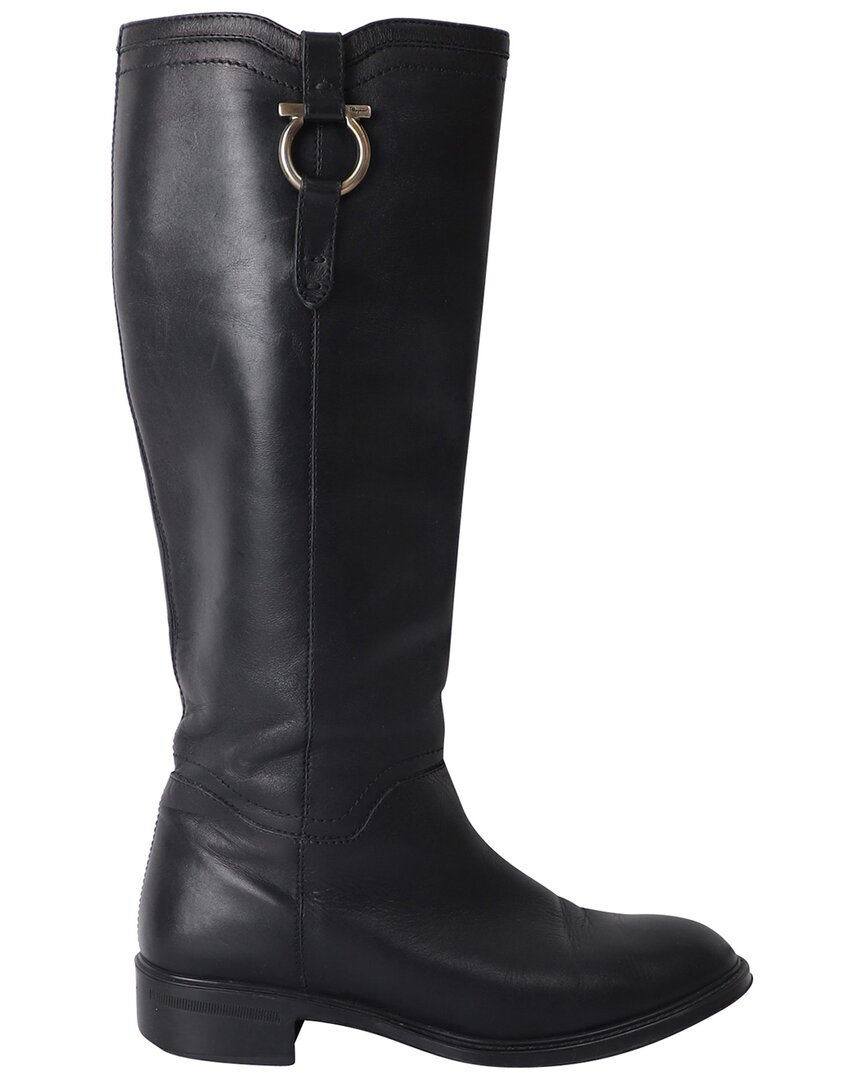 Pre-owned Ferragamo Women's Leather Salvatore  Fersea Riding Boot (authentic  Pre-loved)
