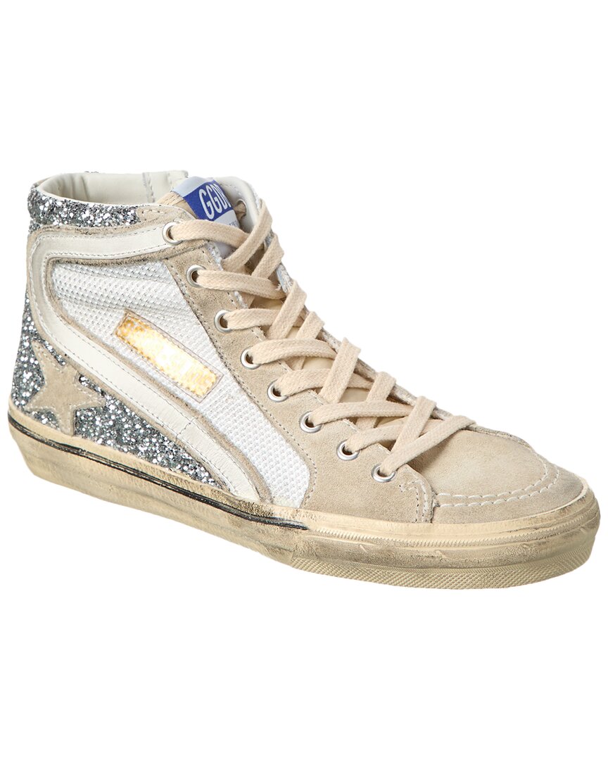 Shop Golden Goose Slide Mesh & Suede Sneaker In Silver