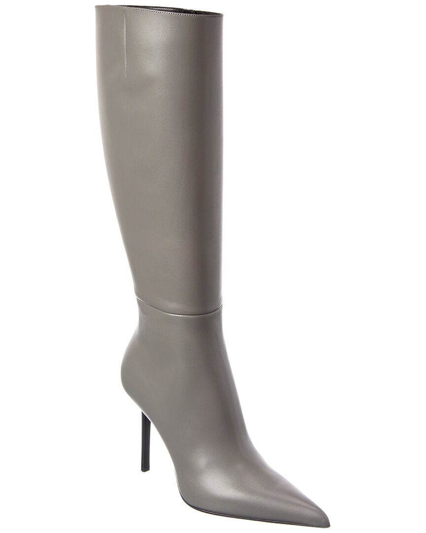 Michael Kors Collection Angelina Leather Knee-high Boot In Gray