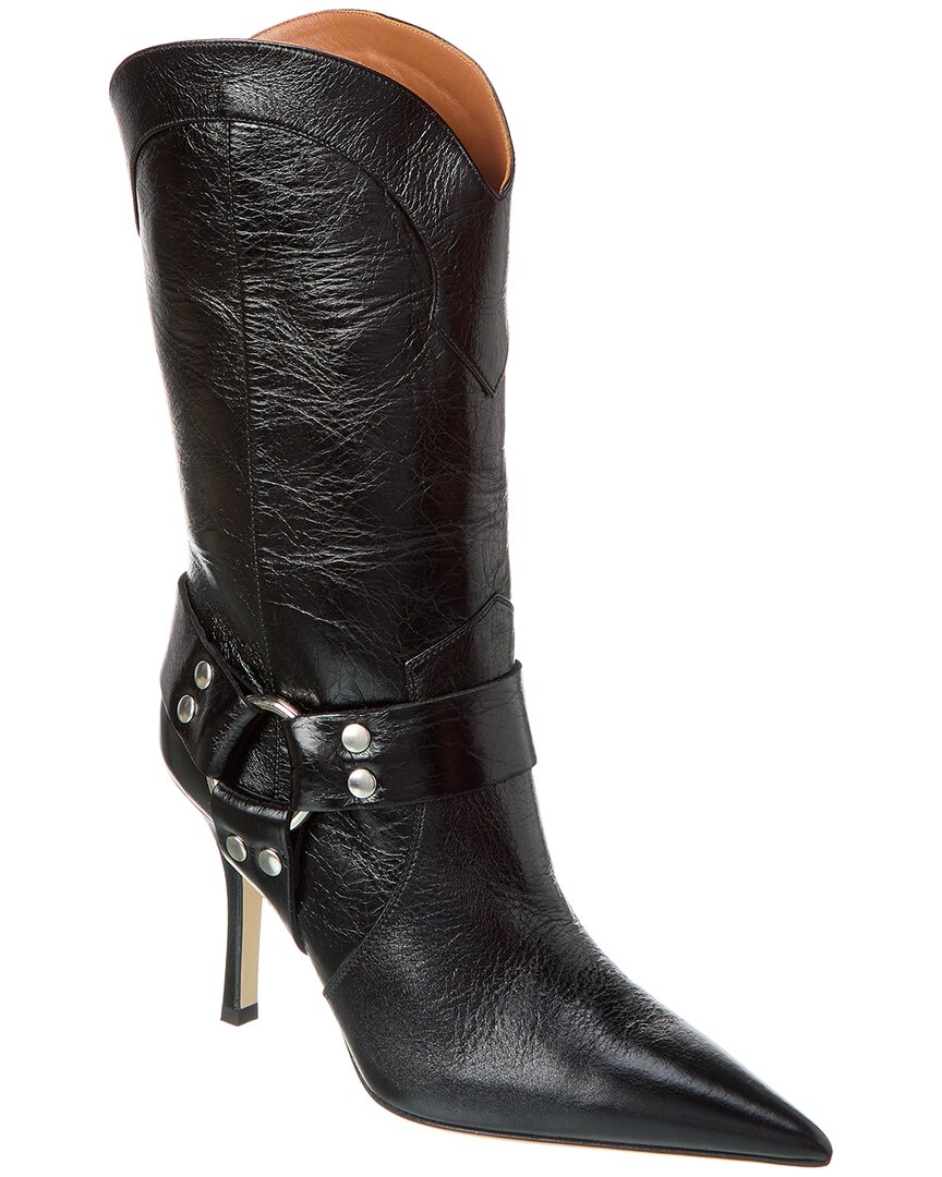 Shop Paris Texas June Leather Boot In Black