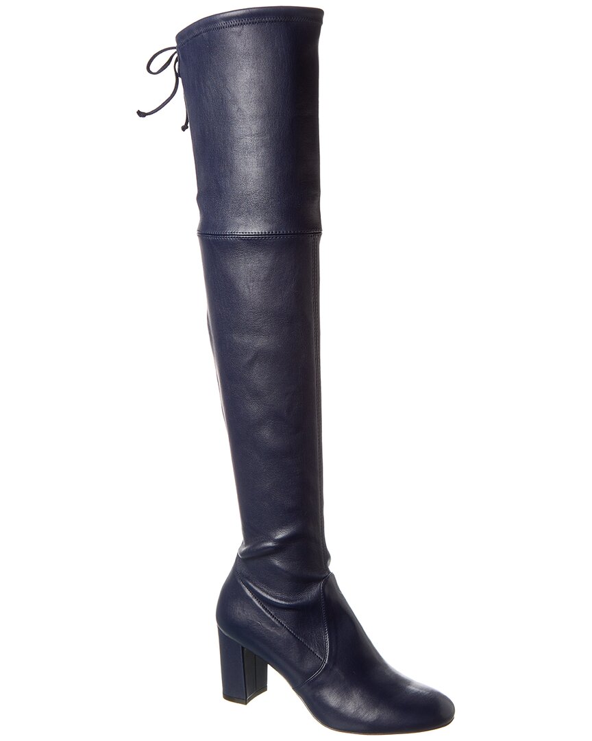Shop Stuart Weitzman Sofia City 75 Leather Over-the-knee Boot In Blue