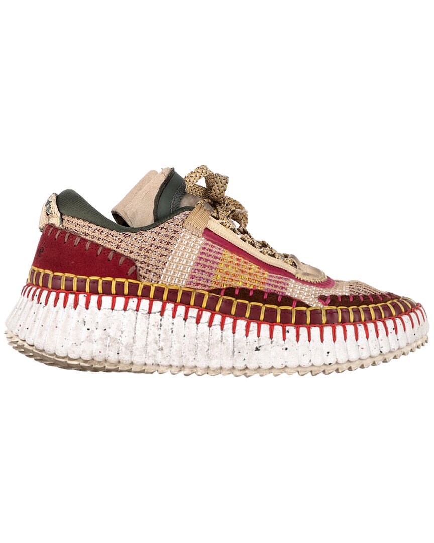 Pre-owned Chloé Women's Suede Nama Mesh Sneaker (authentic Pre-loved)