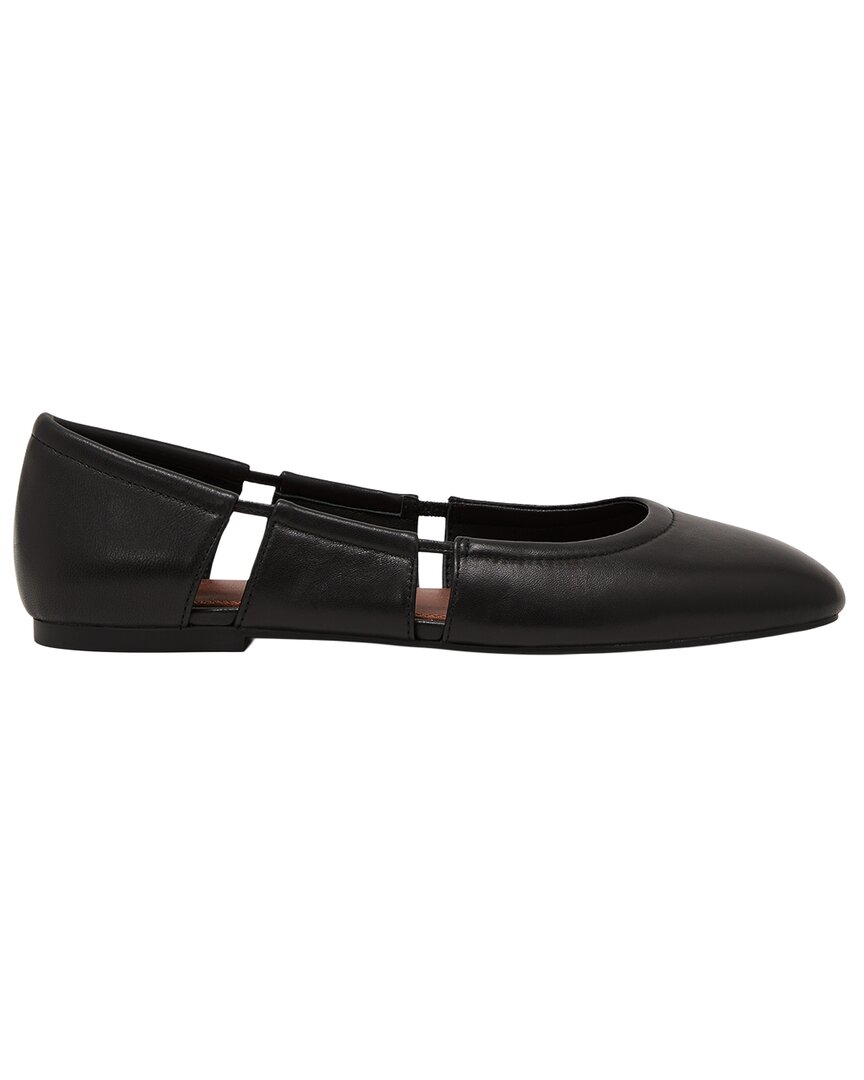 Reiss Leona Leather Flat In Black