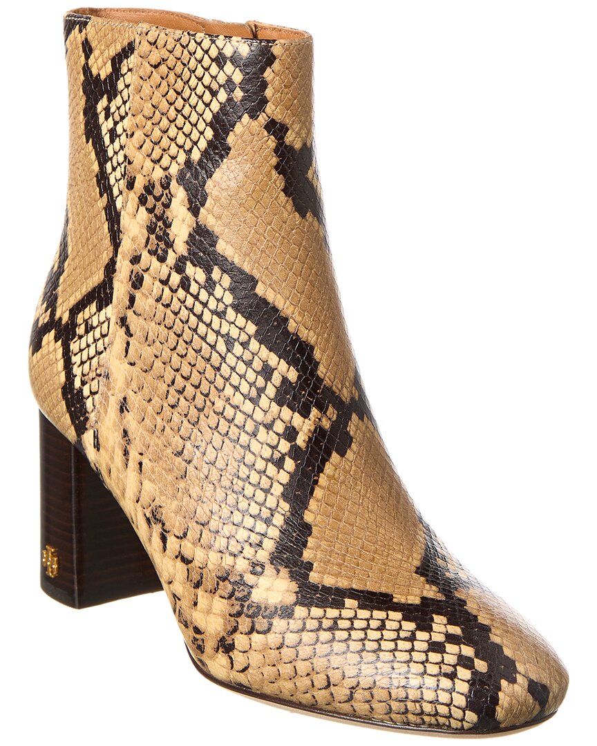 TORY BURCH TORY BURCH BROOKE SNAKE-EMBOSSED LEATHER BOOTIE